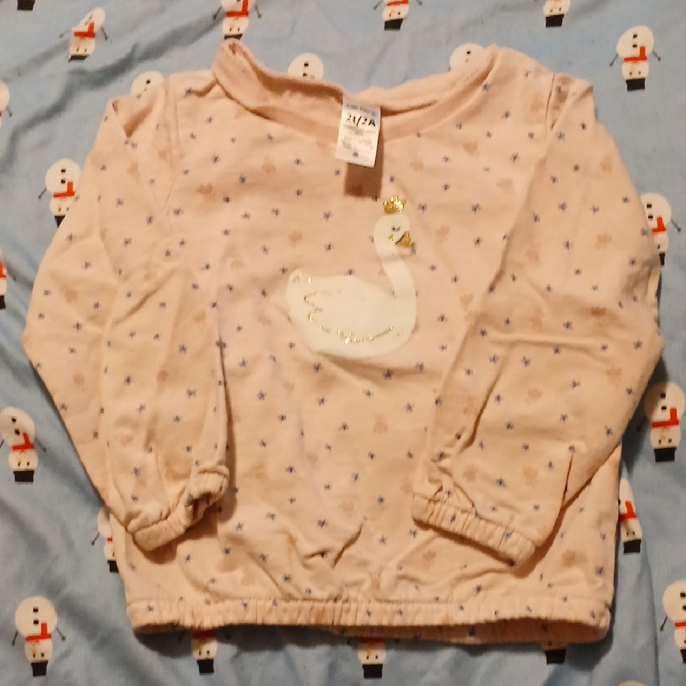 Carters Pink Swan Sweatshirt 2T